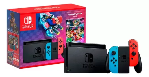 Console Nintendo Switch 32gb Com Mario Kart 8 Deluxe Neon